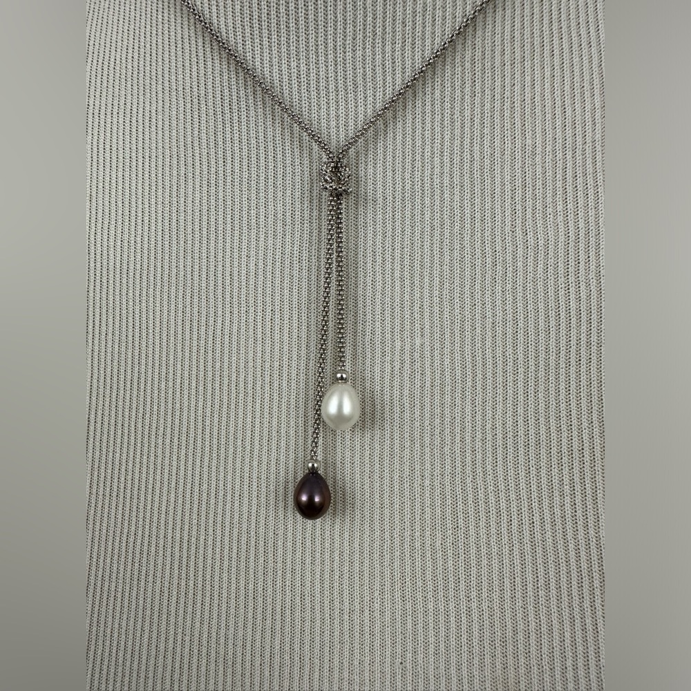 Pearl earring/necklace set in sterling silver